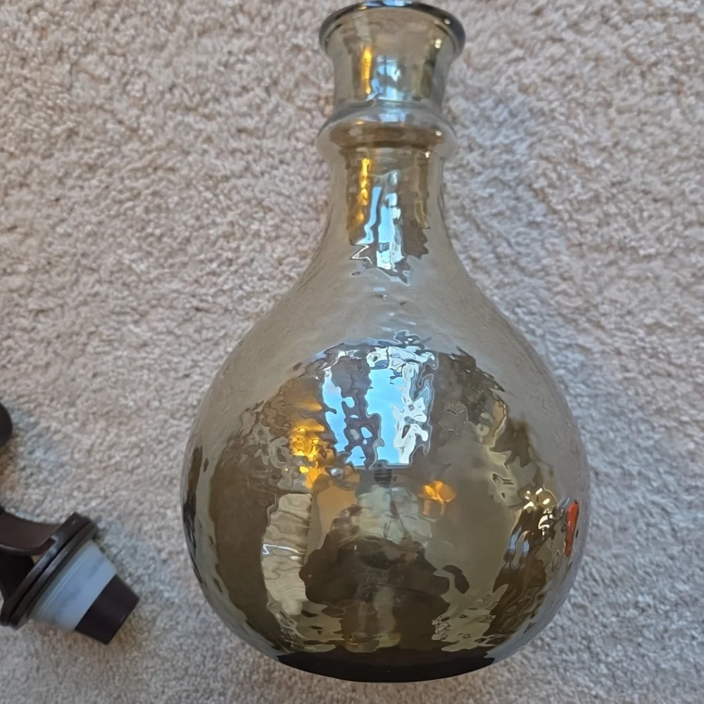 Pier 1 Imports Decanter With Metal Fleur De Lis Stopper